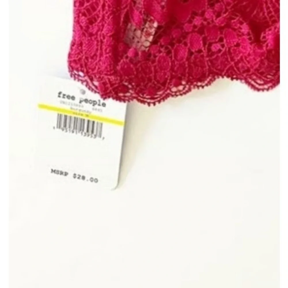 Free People Intimately Lacey Looks Bandeau Bra Burgundy Lace XS NEW